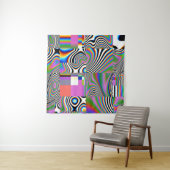 Levendige digitale Abstracte geometrische achtergr Wandkleed (In Situ (horizontaal))