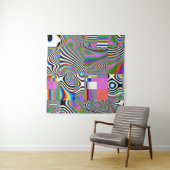 Levendige digitale Abstracte geometrische achtergr Wandkleed (In situ)
