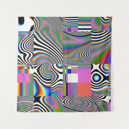 Levendige digitale Abstracte geometrische achtergr Wandkleed (Voorkant)