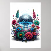 Levendige Digitale Disco Ball Mushroom Poster (Voorkant)