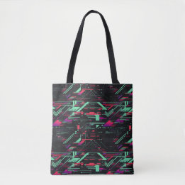 Levendige digitale glitch geometrische Canvas tas