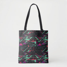 Levendige digitale glitch geometrische Canvas tas