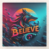 Levendige digitale kunstwerken met een gestileerde glazen onderzetter (Voorkant)