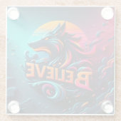 Levendige digitale kunstwerken met een gestileerde glazen onderzetter (Achterkant)