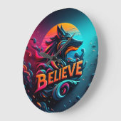 Levendige digitale kunstwerken met een gestileerde grote klok (Hoek)