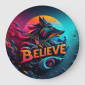 Levendige digitale kunstwerken met een gestileerde grote klok (Voorkant)