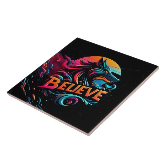 Levendige digitale kunstwerken met een gestileerde tegeltje (Zijkant)