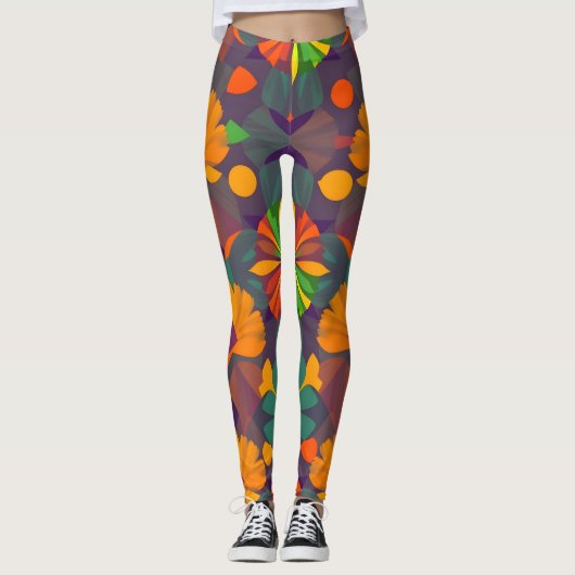 Levendige digitale print Leggings - Kleurrijke Dec (Voorkant)