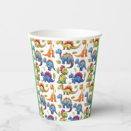 Levendige dinosaurus-themafeest papieren bekers