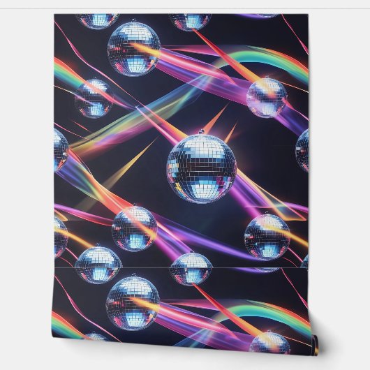 Levendige Disco Ball Rainbow Swirls Peel en Stick Behang (Afrollen)