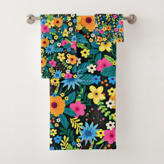 Levendige Ditsy Bloemen Bloemendesign-43785 Bad Handdoek (Insitu)