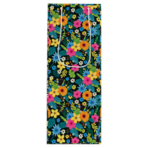 Levendige Ditsy Bloemen Bloemendesign-43785 Wijn Cadeautas