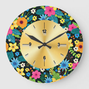 Levendige Ditsy Bloemen Bloemmotief Ontwerp-43785 Grote Klok