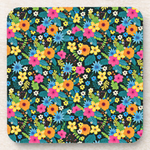 Levendige Ditsy Flowers Bloemenpatroon-43785 Bier Onderzetter