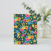 Levendige Ditsy Flowers Bloemenpatroon-43785 Briefkaart (Staand voorkant)