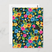 Levendige Ditsy Flowers Bloemenpatroon-43785 Briefkaart (Voorkant / Achterkant)