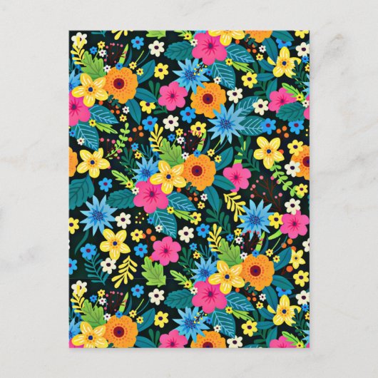 Levendige Ditsy Flowers Bloemenpatroon-43785 Briefkaart (Voorkant)