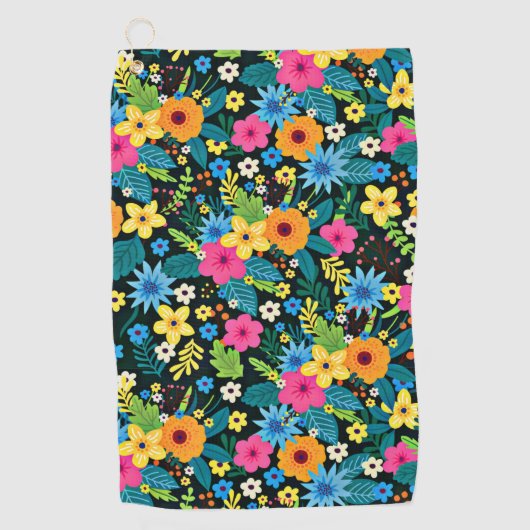 Levendige Ditsy Flowers Bloemenpatroon-43785 Golfhanddoek (Voorkant)