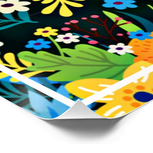 Levendige Ditsy Flowers Bloemenpatroon-43785 Perfect Poster (Hoek)