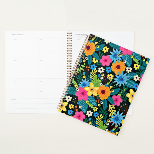 Levendige Ditsy Flowers Bloemenpatroon-43785 Planner (Display)