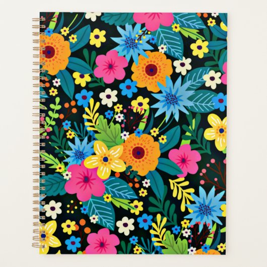 Levendige Ditsy Flowers Bloemenpatroon-43785 Planner (Voorkant)