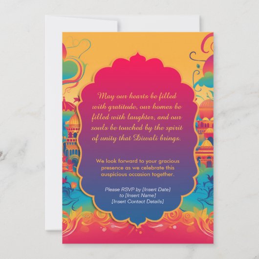 Levendige Diwali Harmon Kaart (Achterkant)