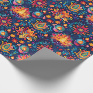 Levendige Diwali met Diya lamp Cadeaupapier