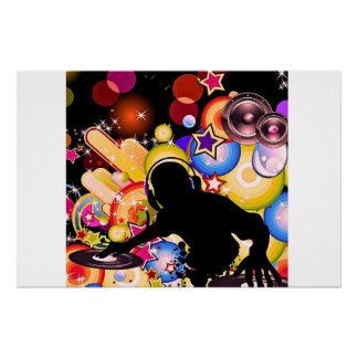 Levendige DJ-muziek muurkunst | Moderne glanzende Perfect Poster