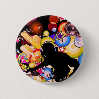 Levendige DJ-muziek muurkunst | Moderne glanzende Ronde Button 5,7 Cm