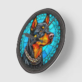 Levendige Dobermann-hond Krachtige Dierenkunst Mod Ronde Klok (Hoek)