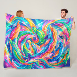 Levendige Dolfijn Droomlandschap – Psychedelische  Fleece Deken