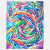 Levendige Dolfijn Droomlandschap – Psychedelische Fleece Deken (Voorkant)