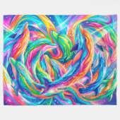 Levendige Dolfijn Droomlandschap – Psychedelische Fleece Deken (Voorkant (Horizontaal))