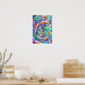 Levendige Dolfijn Droomlandschap – Psychedelische  Poster (Keuken)