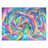 Levendige Dolfijn Droomlandschap – Psychedelische Tafelkleed (Voorkant (Horizontaal))