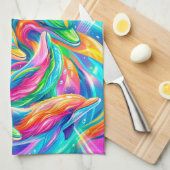 Levendige Dolfijn Droomlandschap – Psychedelische  Theedoek (Quarter Fold)