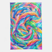 Levendige Dolfijn Droomlandschap – Psychedelische  Theedoek (Verticaal)