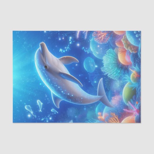 Levendige Dolfijn Ocean Reef Decoupage Tissuepapier (Voorkant)