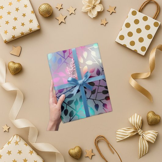 Levendige donkere achtergrond Kleurrijk blad Cadeaupapier