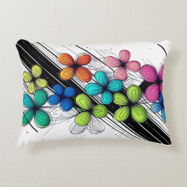 Levendige Doodle Floral Art – Kleurrijke Mode Accent Kussen