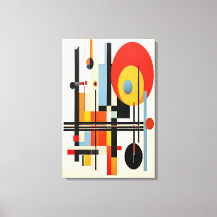 Levendige, door Bauhaus geïnspireerde geometrische Canvas Afdruk