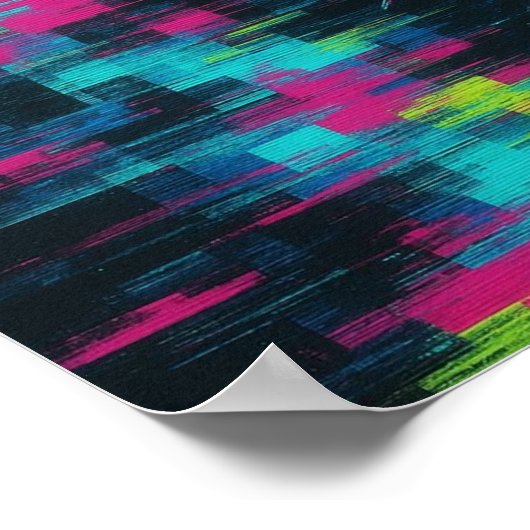 Levendige Dopamine Glitch Wave in Neon Fragment Fl Poster (Hoek)