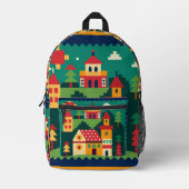 Levendige dorpskunst bedrukte rugzak (Voorkant)