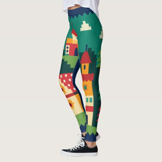 Levendige dorpskunst leggings (Links)