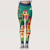 Levendige dorpskunst leggings (Voorkant)