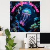Levendige draak te midden van sneeuwwonder poster (Thuiskantoor)