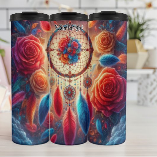 Levendige Dreamcatcher met Rozen en veren Thermosbeker