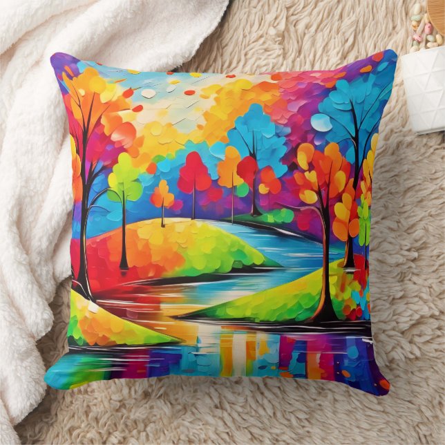 Levendige Dreamscape Autumn's Symphony Art Kussen (Deken)