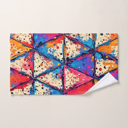 Levendige Driehoek Splatter Art Bad Handdoek (Handdoek)