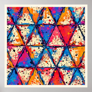 Levendige Driehoek Splatter Art Poster